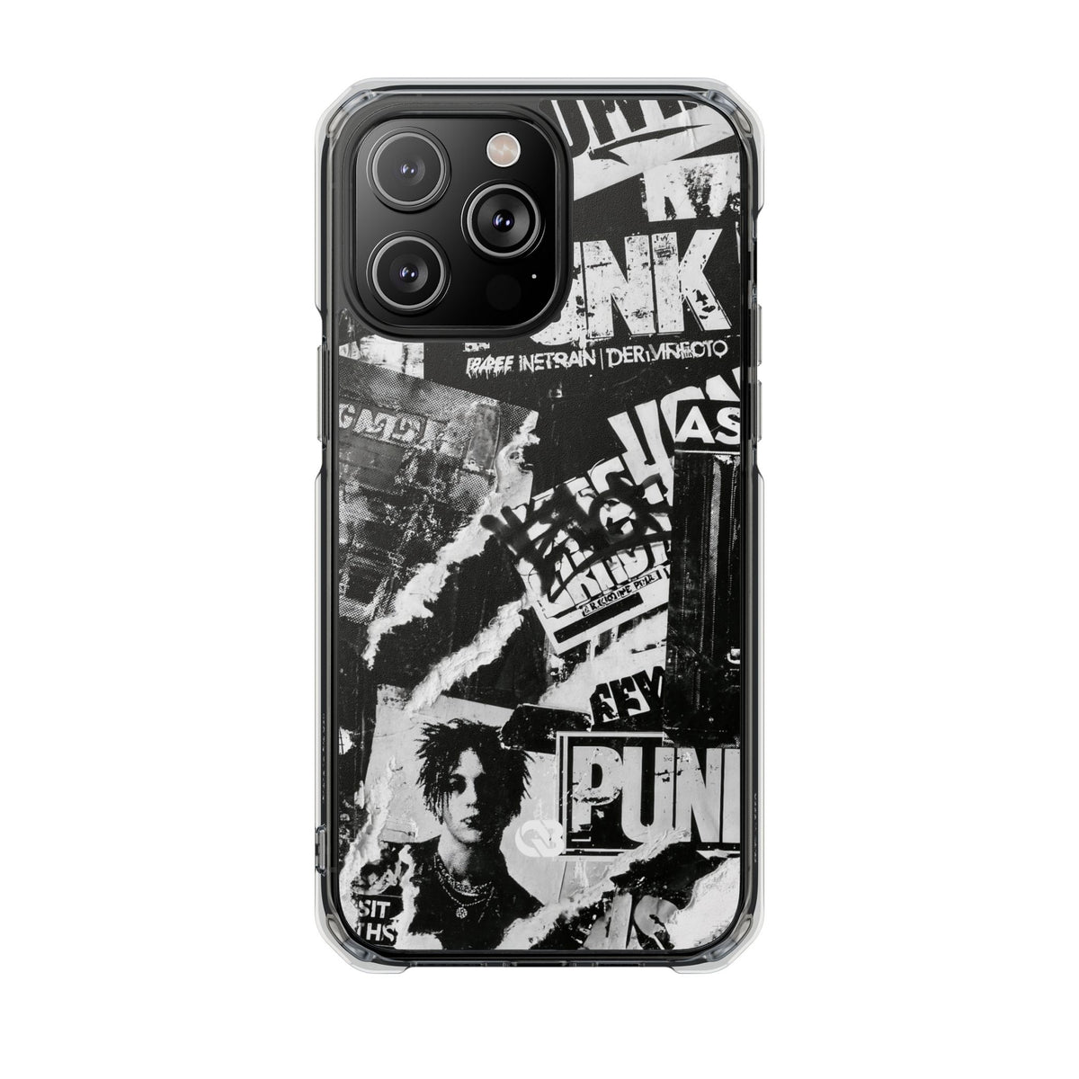 Underground Punk Collage · Clear Impact Magnetic Phone Case for iPhone · Black