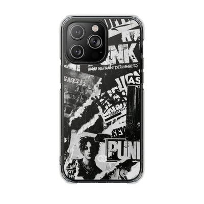 Underground Punk Collage · Clear Impact Magnetic Phone Case for iPhone · Black