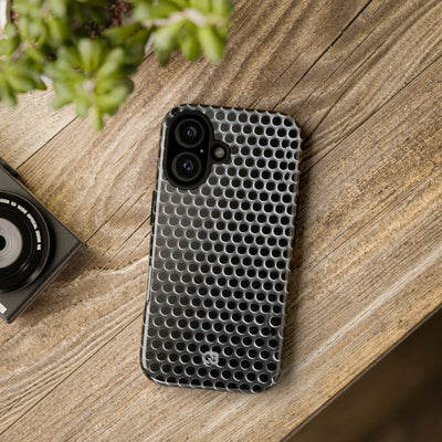 Silver Tough Phone Case for iPhone - Brutalist Steel Mesh