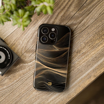 Black Tough Phone Case for iPhone - Copper Topo Ridge