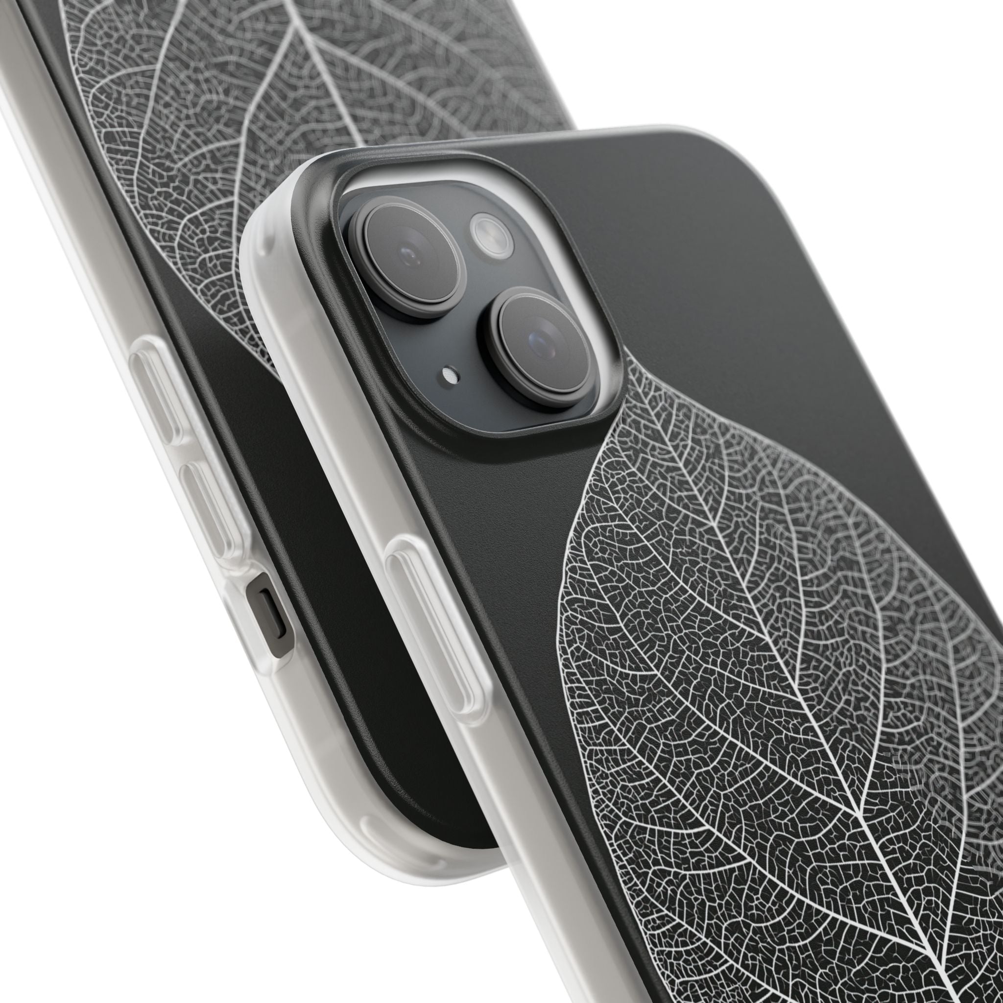 Black Lite Phone Case for iPhone - Bleached Leaf Lattice