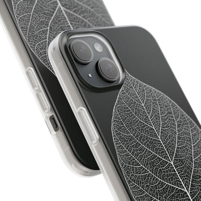 Black Lite Phone Case for iPhone - Bleached Leaf Lattice