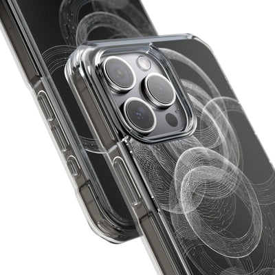 Black Impact MagSafe Phone Case for iPhone - Kinetic Wireframe Orbit