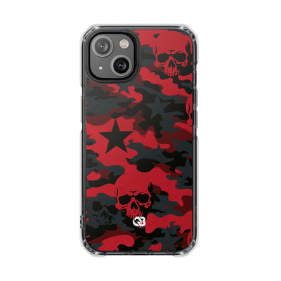 Crimson Skull Camo · Clear Impact Magnetic Phone Case for iPhone · Red