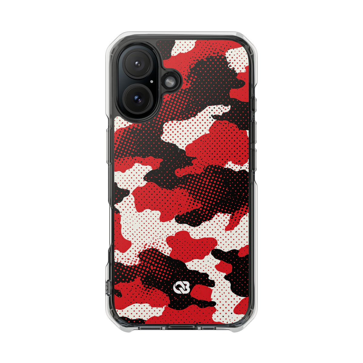 Crimson Halftone Camo · Clear Impact Magnetic Phone Case for iPhone · Red