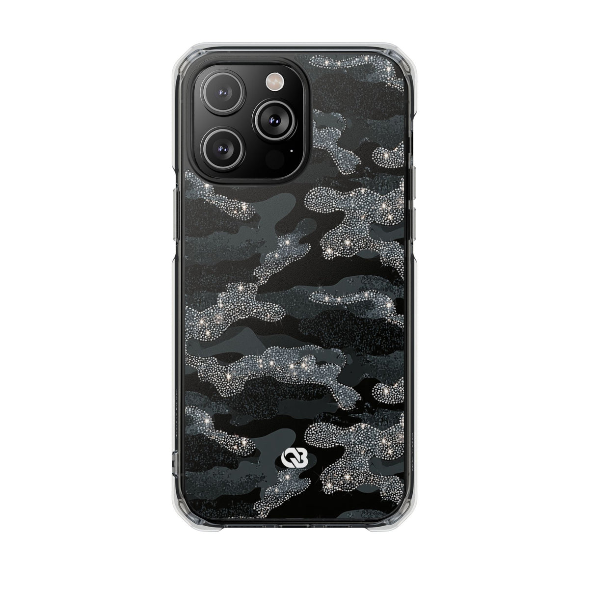 Glitter Shadow Camo · Clear Impact Magnetic Phone Case for iPhone · Black