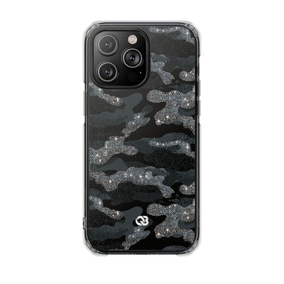 Glitter Shadow Camo · Clear Impact Magnetic Phone Case for iPhone · Black