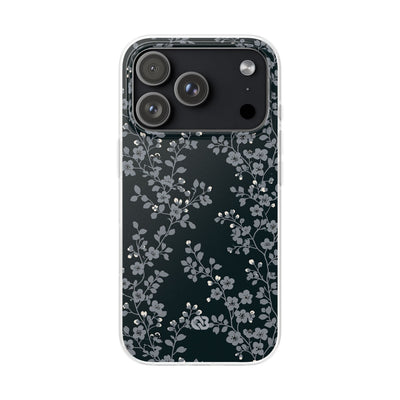 Black Lite Phone Case for iPhone - Midnight Slate Blossom