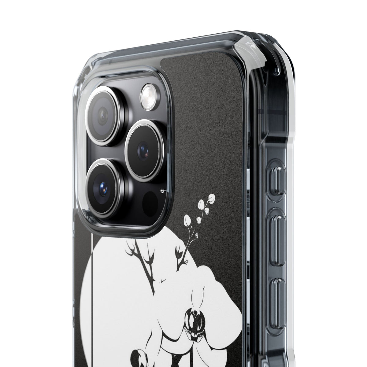 Nocturne Orchid Bloom · Clear Impact Magnetic Phone Case for iPhone ·  Black