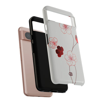 Red Tough Phone Case for Google Pixel - Kyoto Ember Bloom