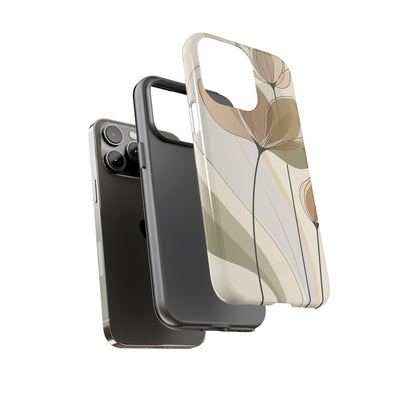 Beige Tough Phone Case for iPhone - Muted Ochre Petals