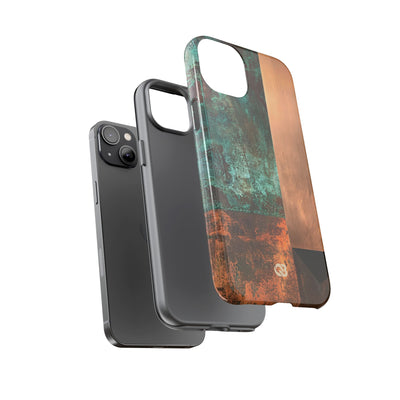 Teal Tough Phone Case for iPhone - Verdigris Copper Slab