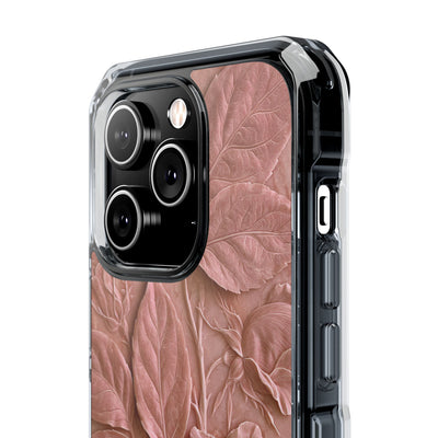 Blush Rose Relief · Clear Impact Magnetic Phone Case for iPhone · Pink