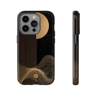 Gold Tough Phone Case for iPhone - Gilded Obsidian Dunes