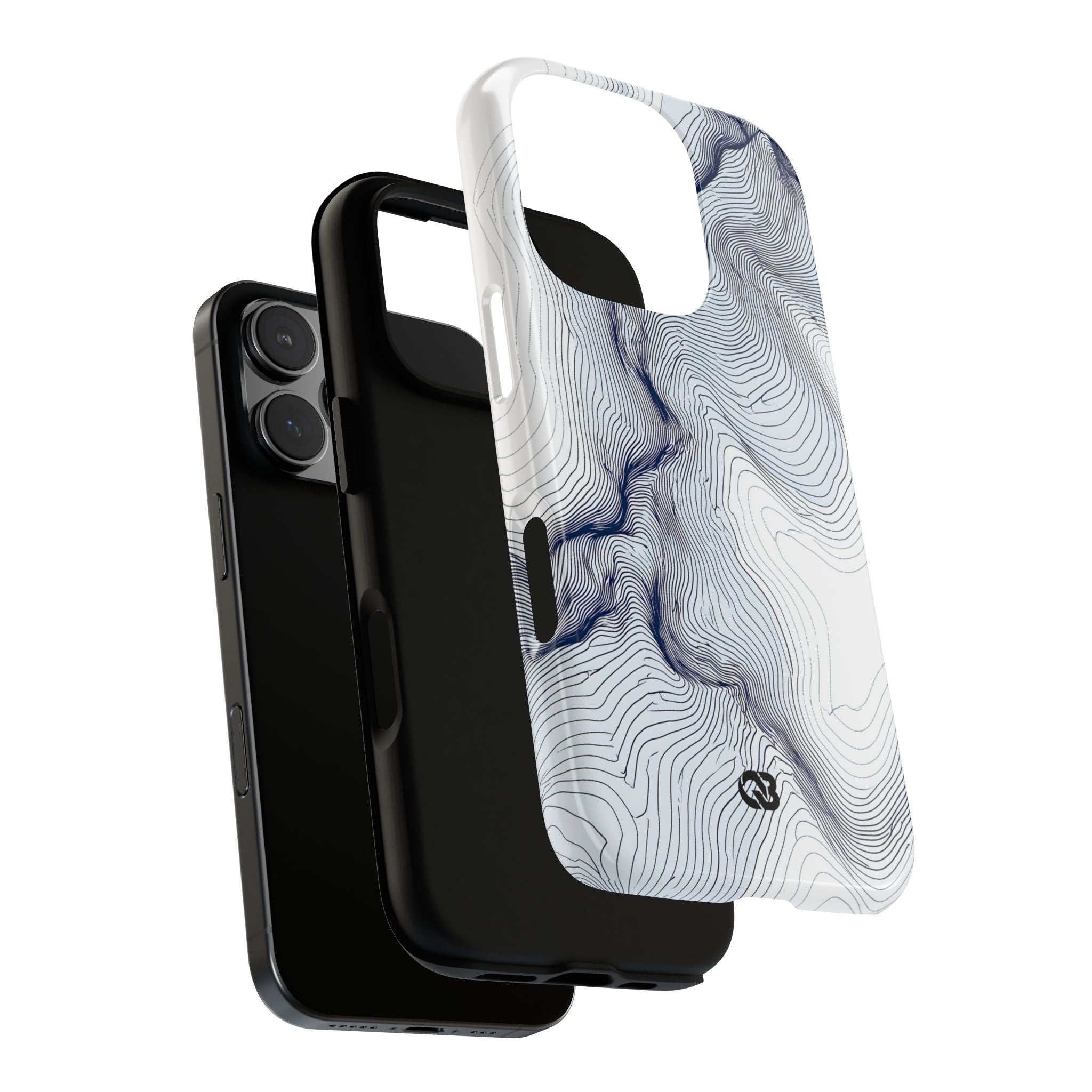 White Tough Phone Case for iPhone - Nordic Ridge Topo