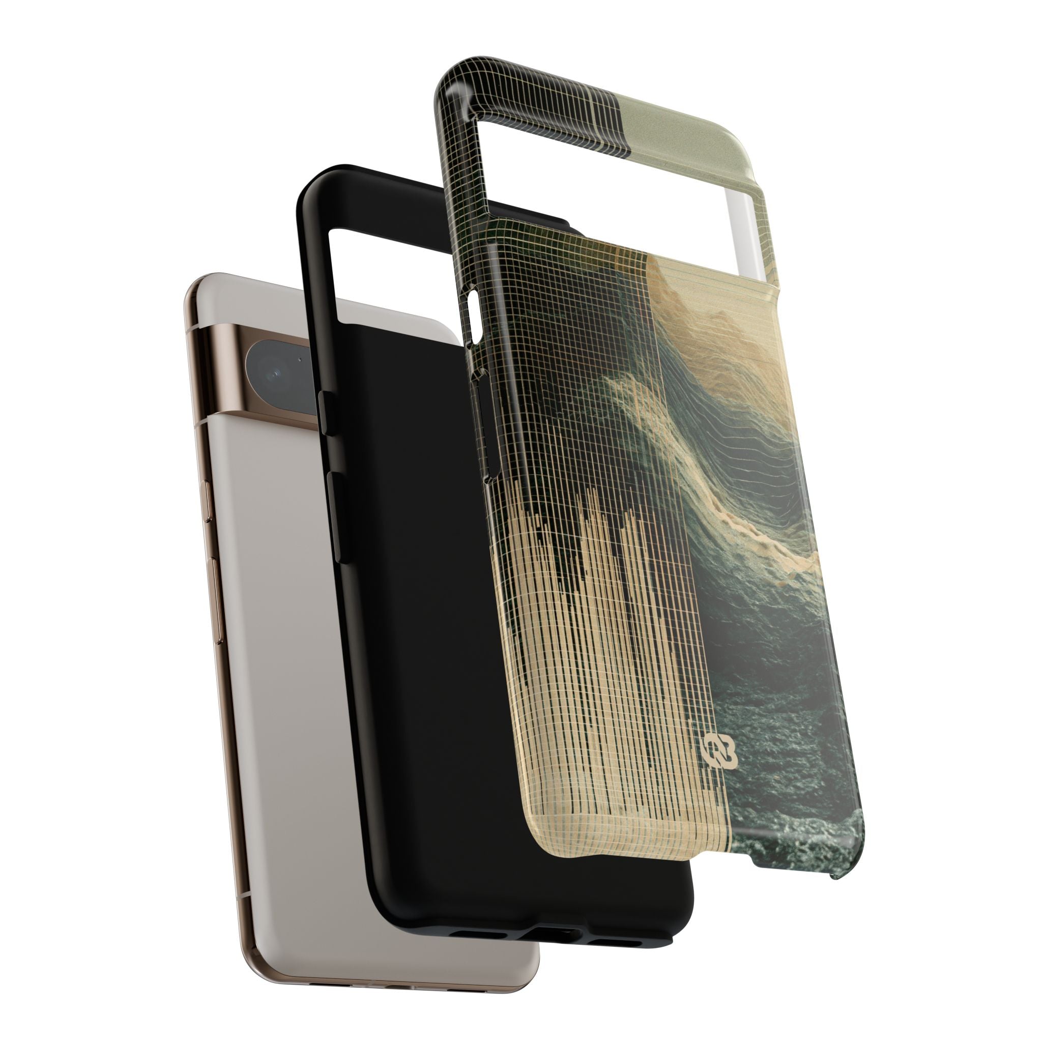 Beige Tough Phone Case for Google Pixel - Veridian Data Ridge