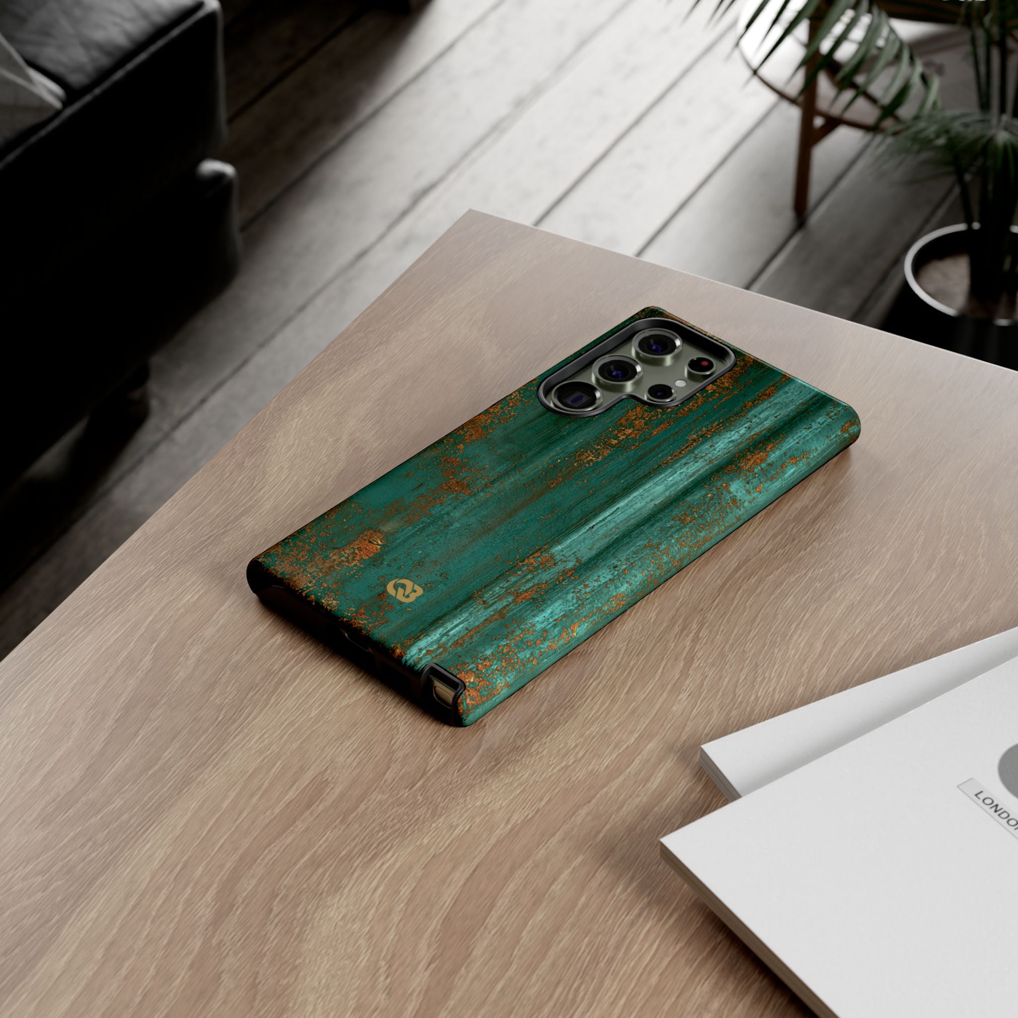 Teal Tough Phone Case for Samsung - Verdigris Copper Siding