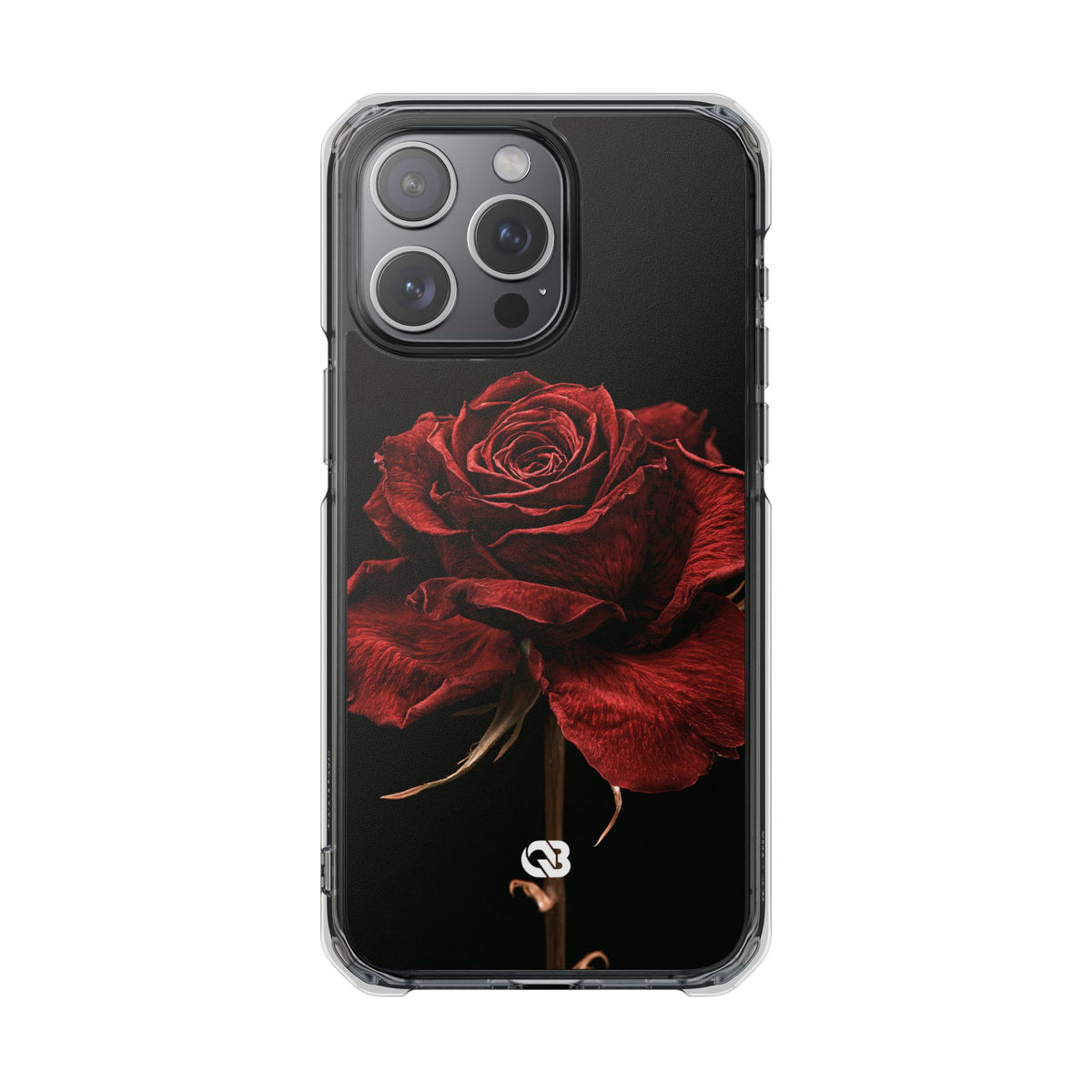 Crimson Noir Rose · Clear Impact Magnetic Phone Case for iPhone ·  Black