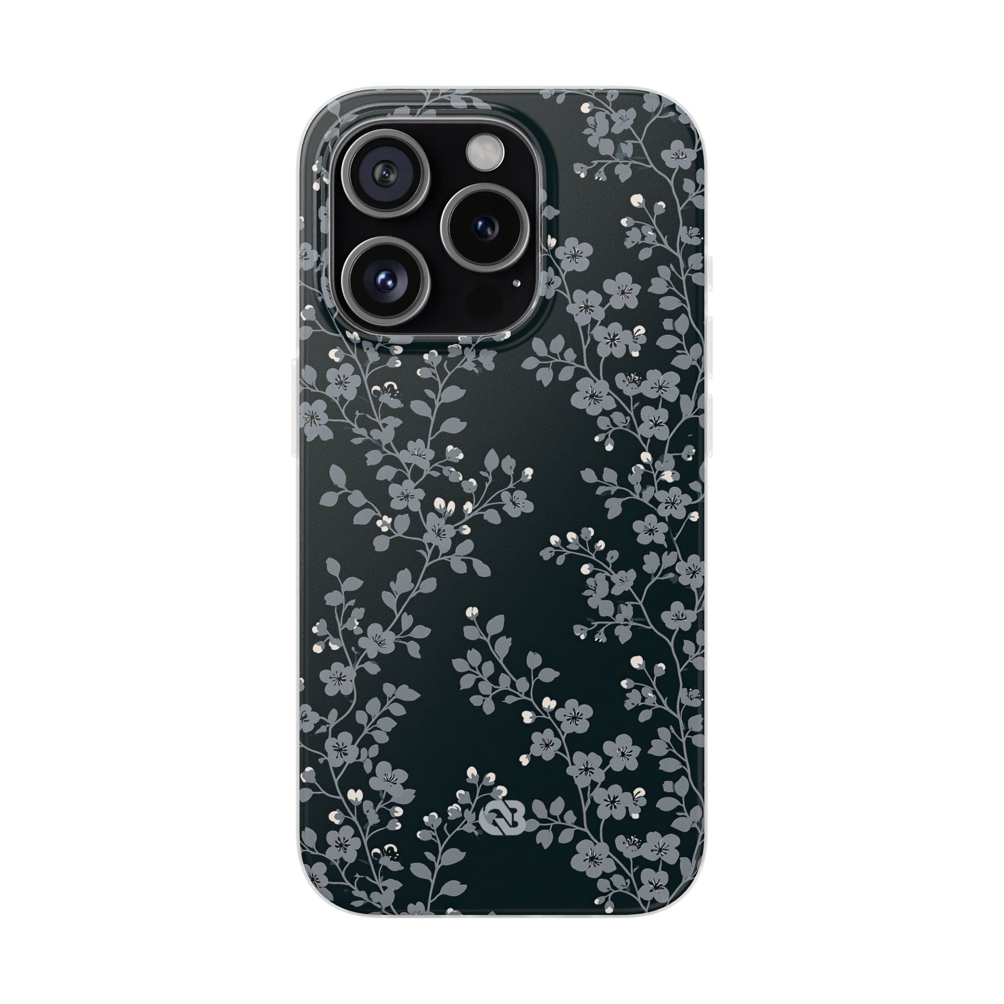 Black Lite Phone Case for iPhone - Midnight Slate Blossom