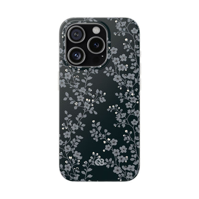 Black Lite Phone Case for iPhone - Midnight Slate Blossom