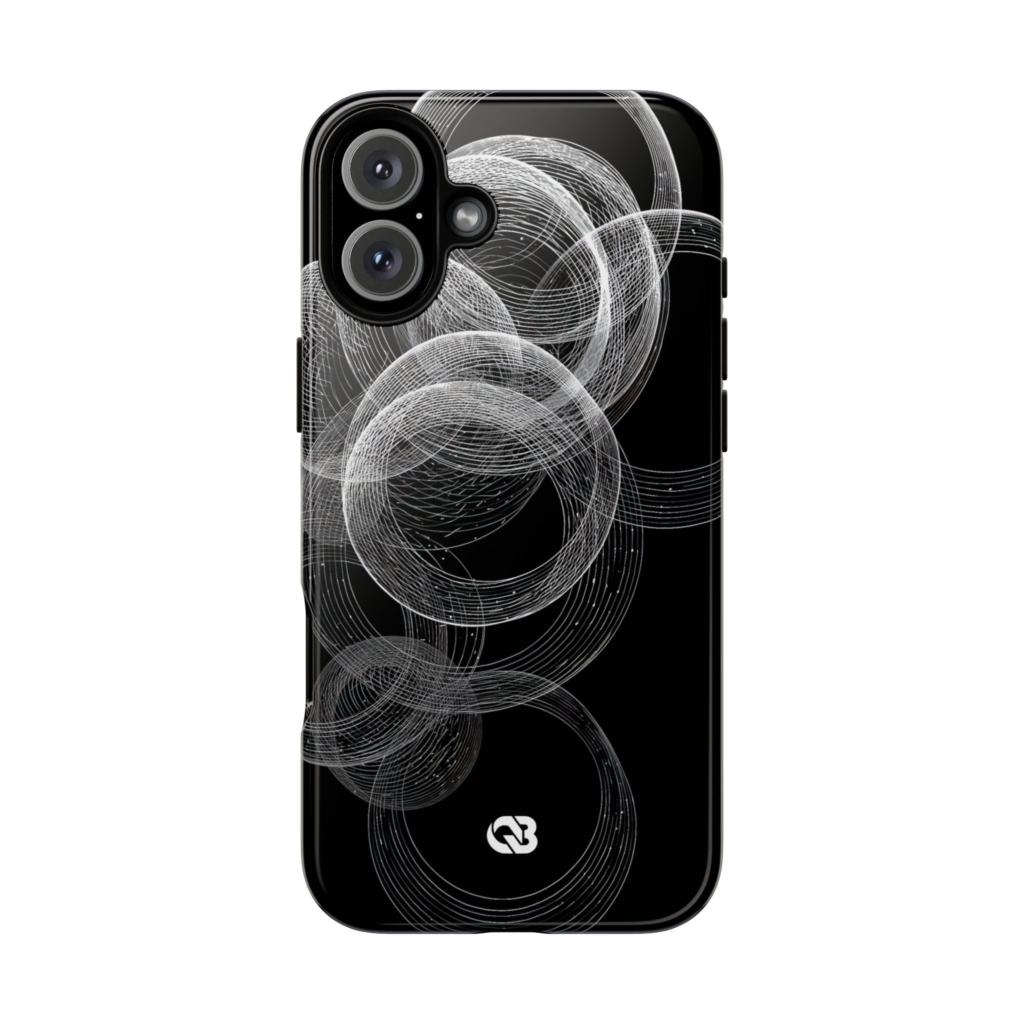 Black Tough Phone Case for iPhone - Kinetic Wireframe Orbit