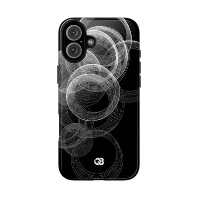 Black Tough Phone Case for iPhone - Kinetic Wireframe Orbit