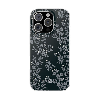 Black Lite Phone Case for iPhone - Midnight Slate Blossom