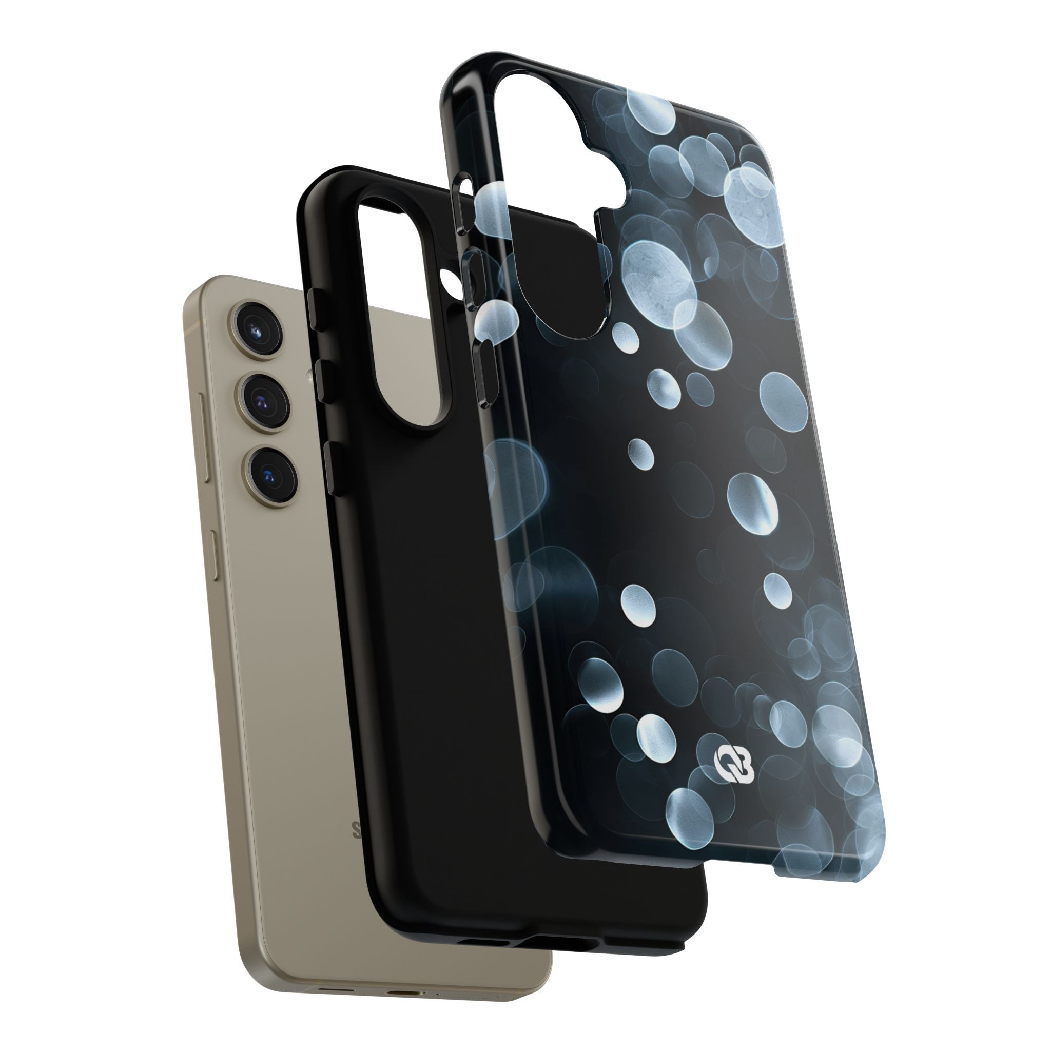 Black Tough Phone Case for Samsung - Silver Orbit Glow
