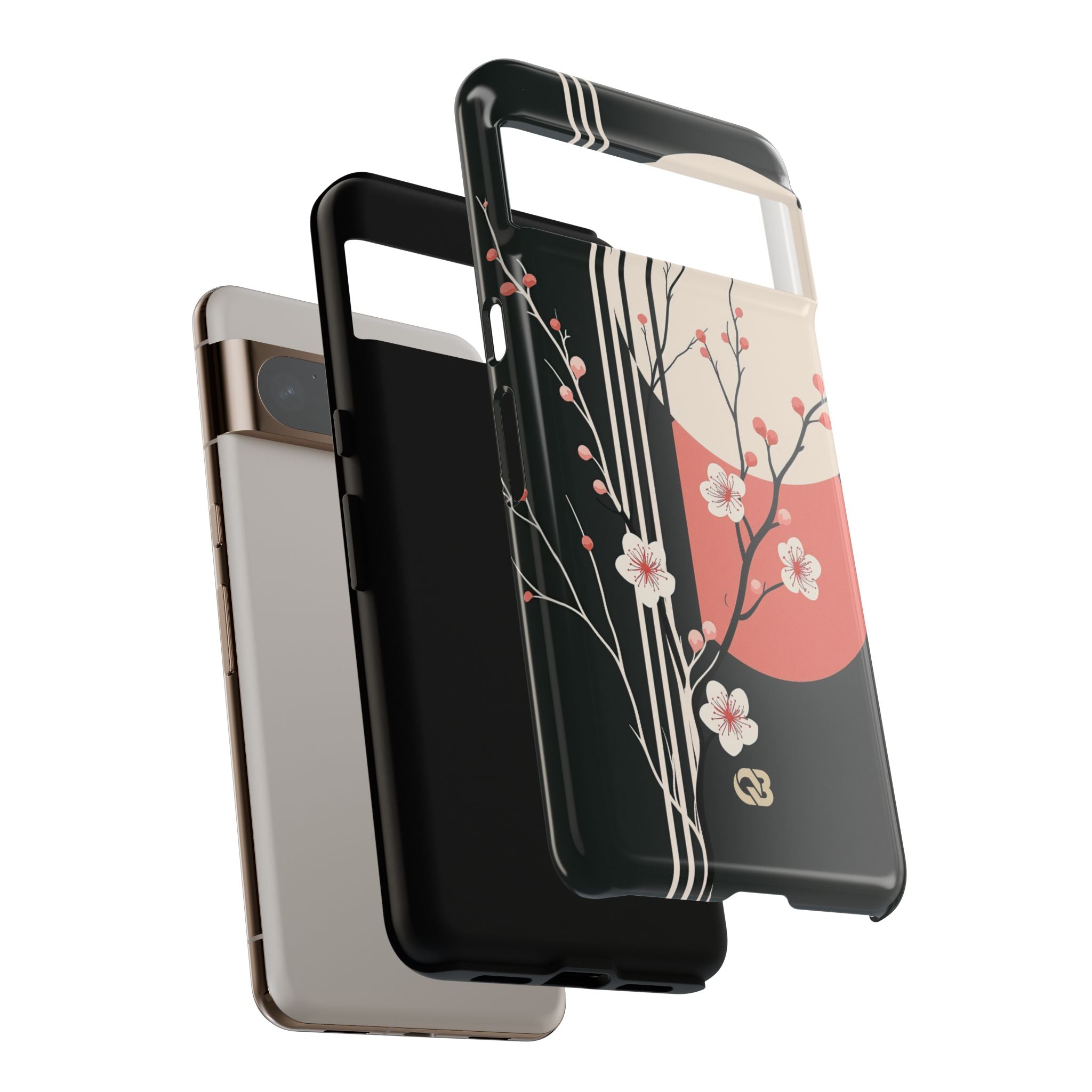 Black Tough Phone Case for Google Pixel - Kyoto Midnight Blossom