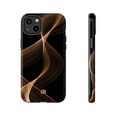 Brown Tough Phone Case for iPhone - Copper Silk Wave
