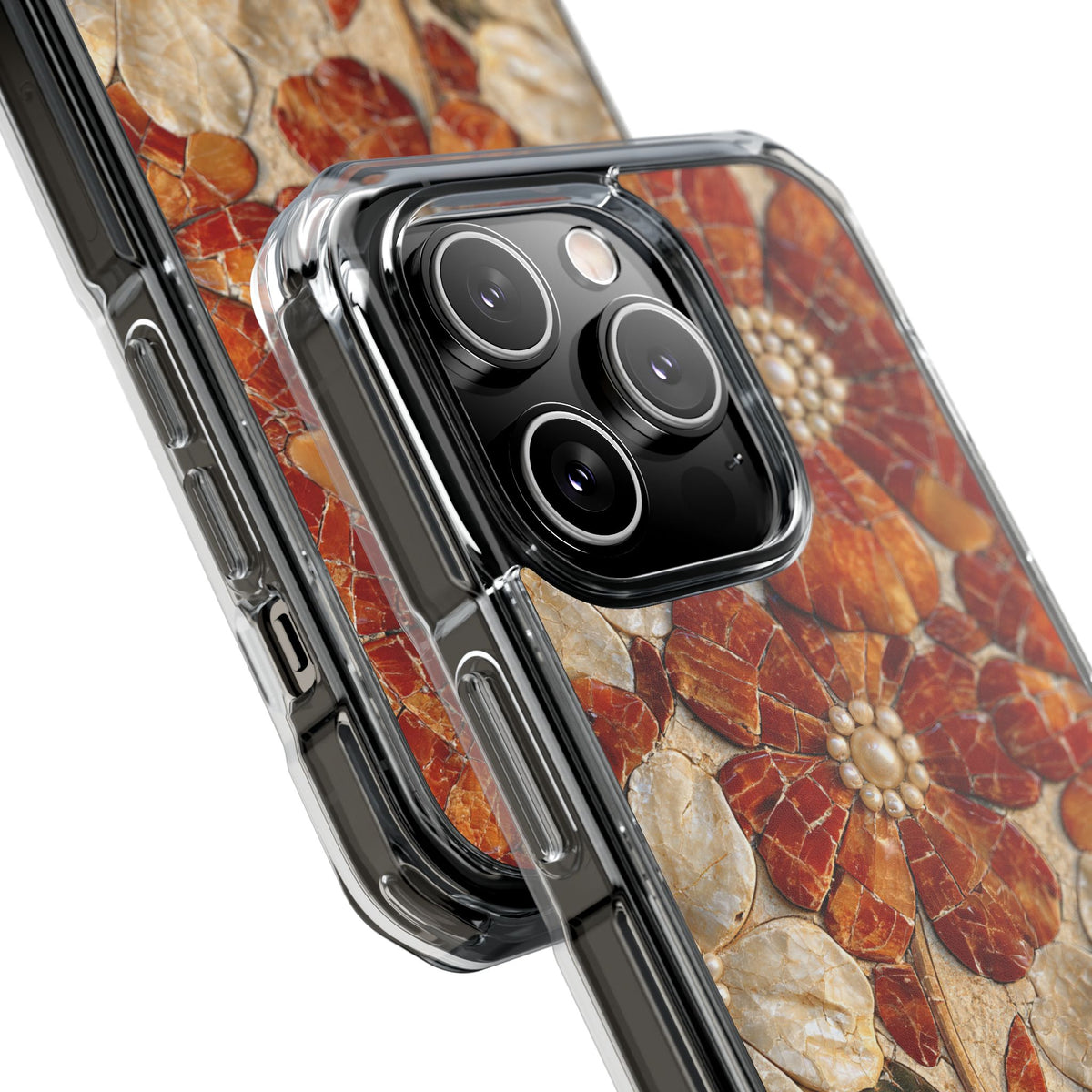 Carnelian Pearl Bloom · Clear Impact Magnetic Phone Case for iPhone · Orange