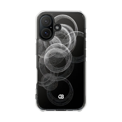 Black Impact MagSafe Phone Case for iPhone - Kinetic Wireframe Orbit