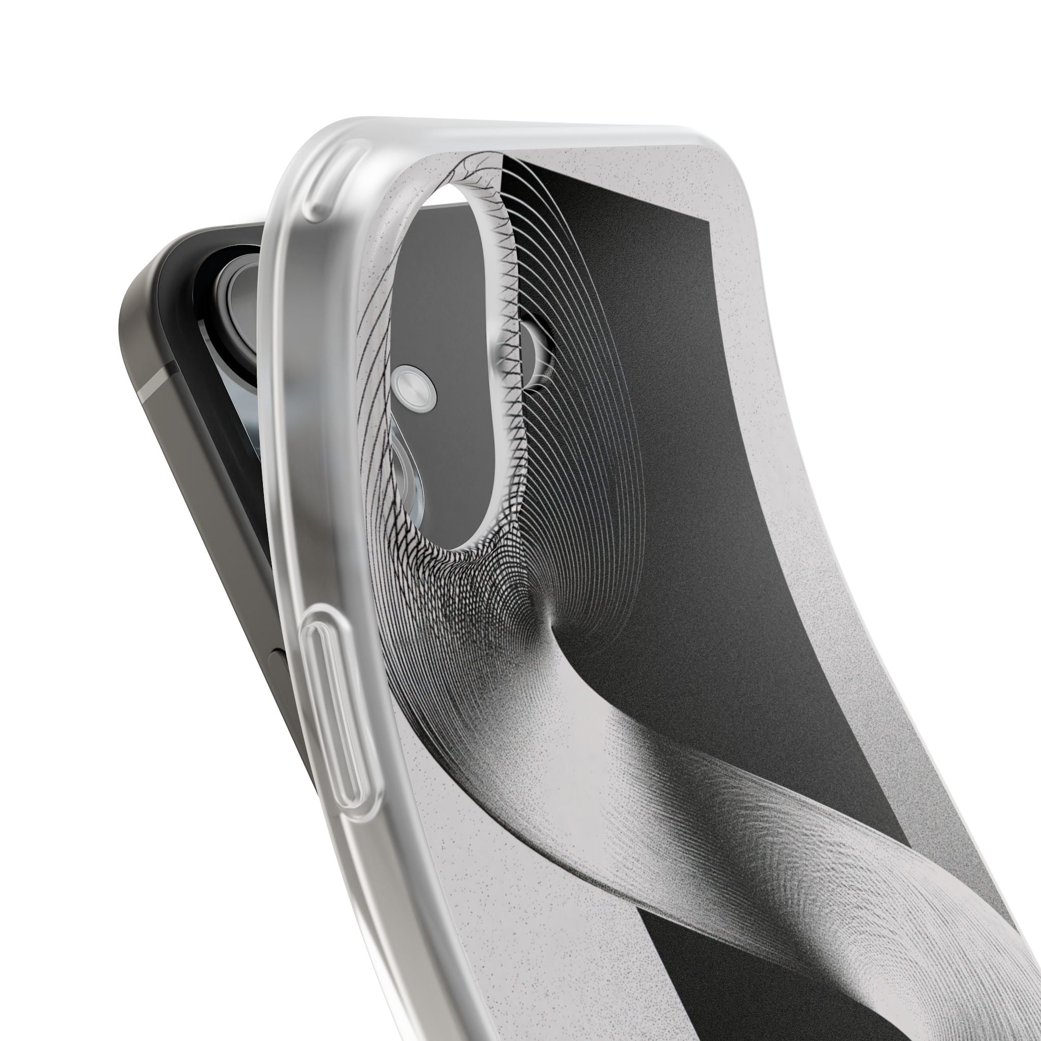 Grey Lite Phone Case for iPhone - Obsidian Moiré Wave