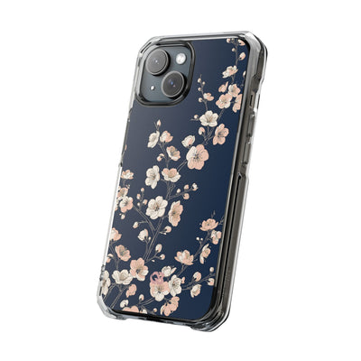Blue Impact MagSafe Phone Case for iPhone - Midnight Peach Sakura