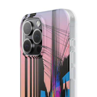Blue Lite Phone Case for iPhone - Fractured Data Skyline
