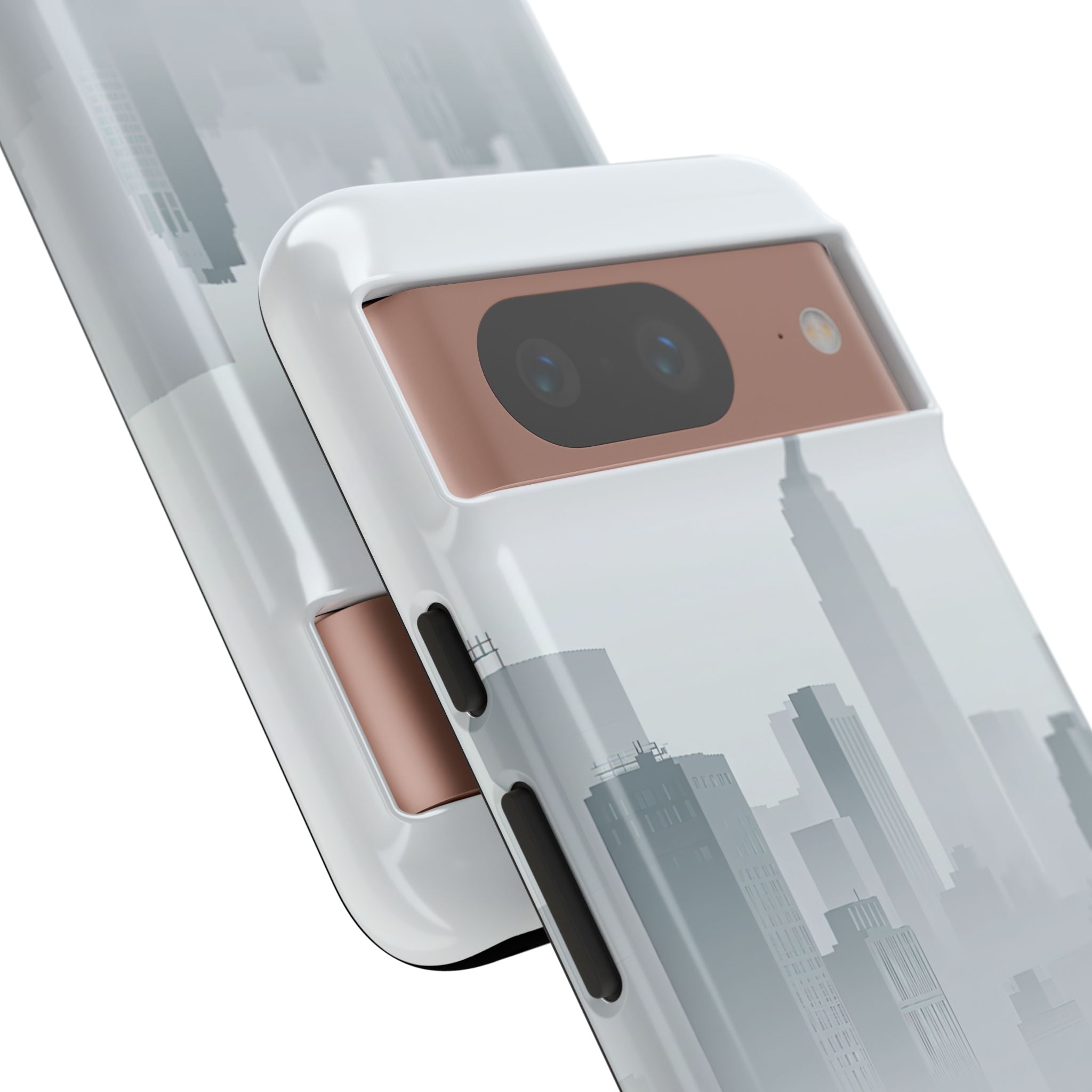 Grey Tough Phone Case for Google Pixel - Steel Mist Skyline