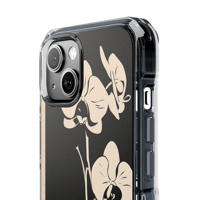 Black Impact MagSafe Phone Case for iPhone - Obsidian Bone Orchid