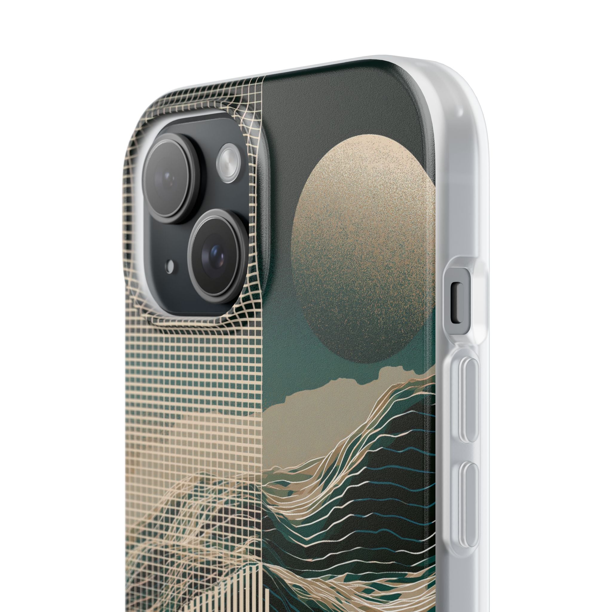 Green Lite Phone Case for iPhone - Lunar Moss Topography