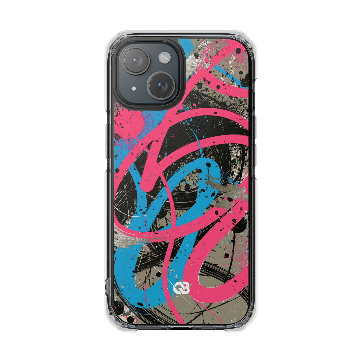 Cyber Splatter Flow · Clear Impact Magnetic Phone Case for iPhone · Pink