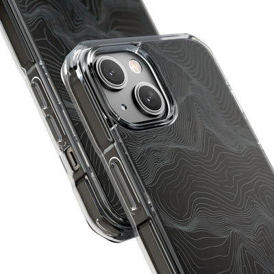 Obsidian Contour Elevation · Clear Impact Magnetic Phone Case for iPhone · Black
