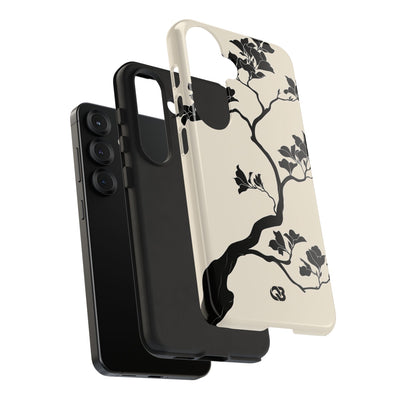 Beige Tough Phone Case for Samsung - Obsidian Bonsai Silhouette
