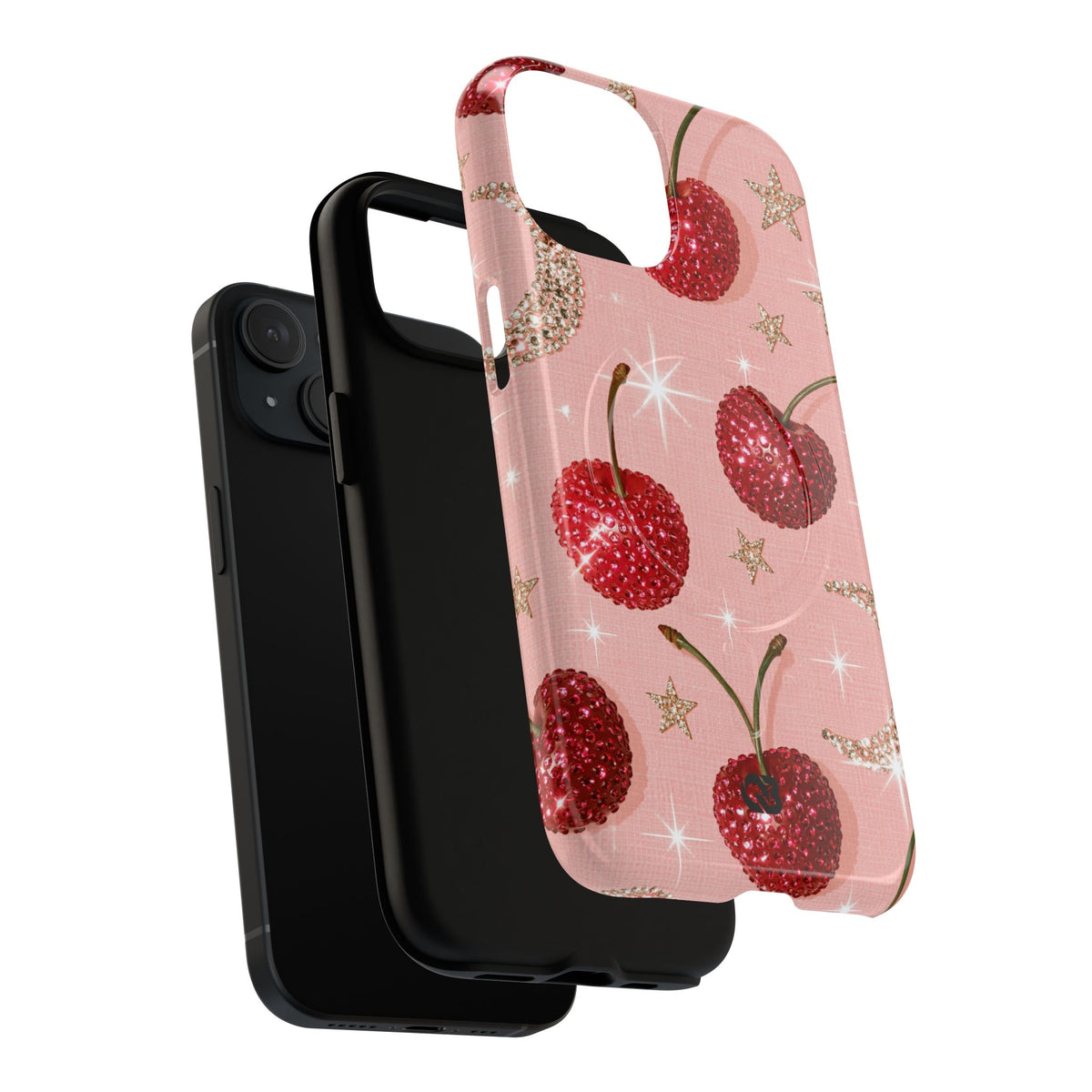 Bedazzled Ruby Cherries · Tough 2.0 Magnetic Phone Case for iPhone · Pink