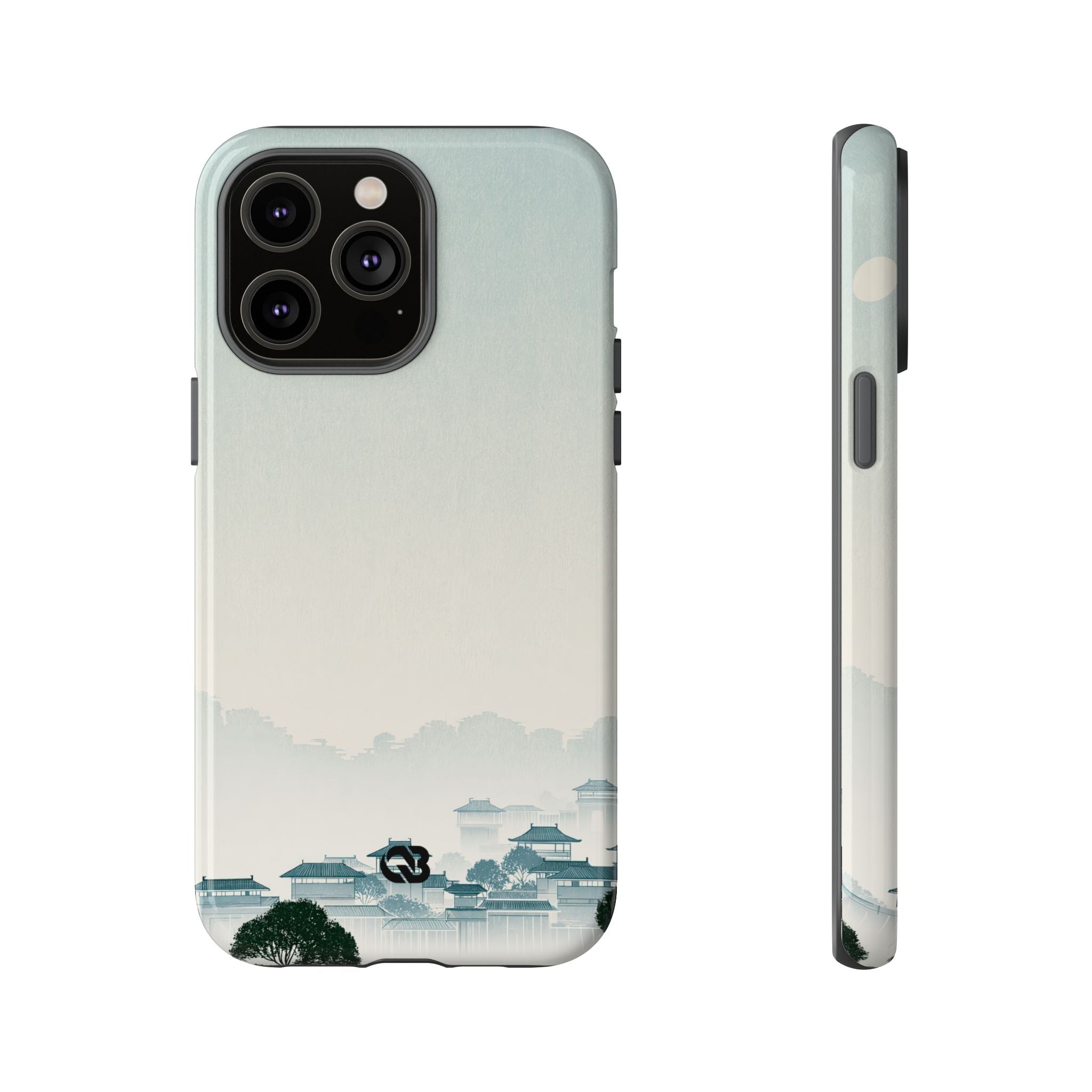 Blue Tough Phone Case for iPhone - Mist Valley Pagoda