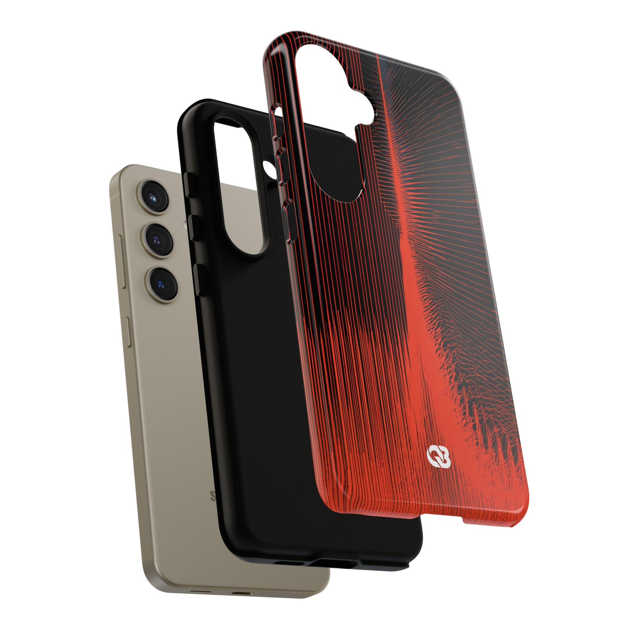Red Tough Phone Case for Samsung - Crimson Frequency Pulse