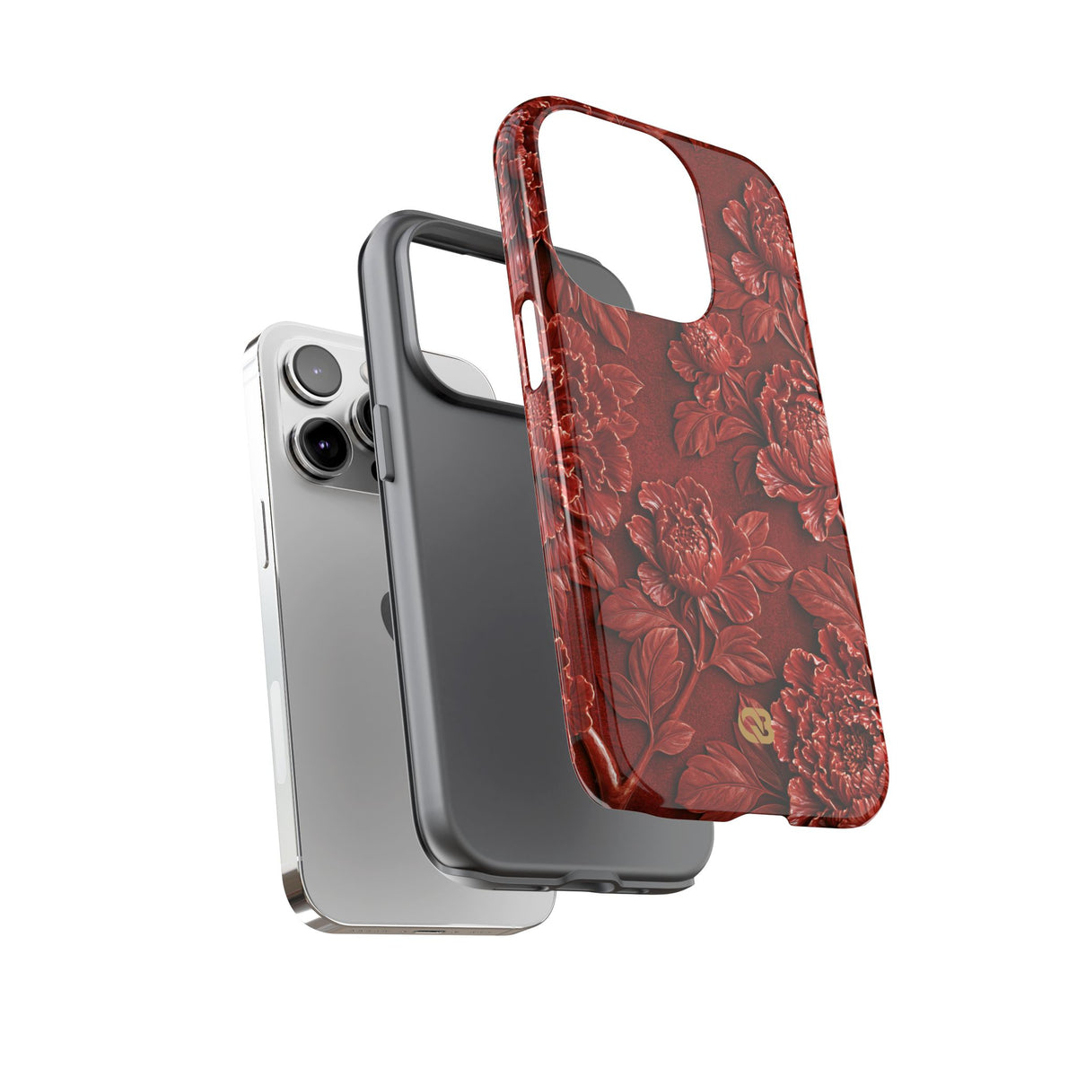 Cinnabar Peony Relief · Tough Phone Case for iPhone · Red