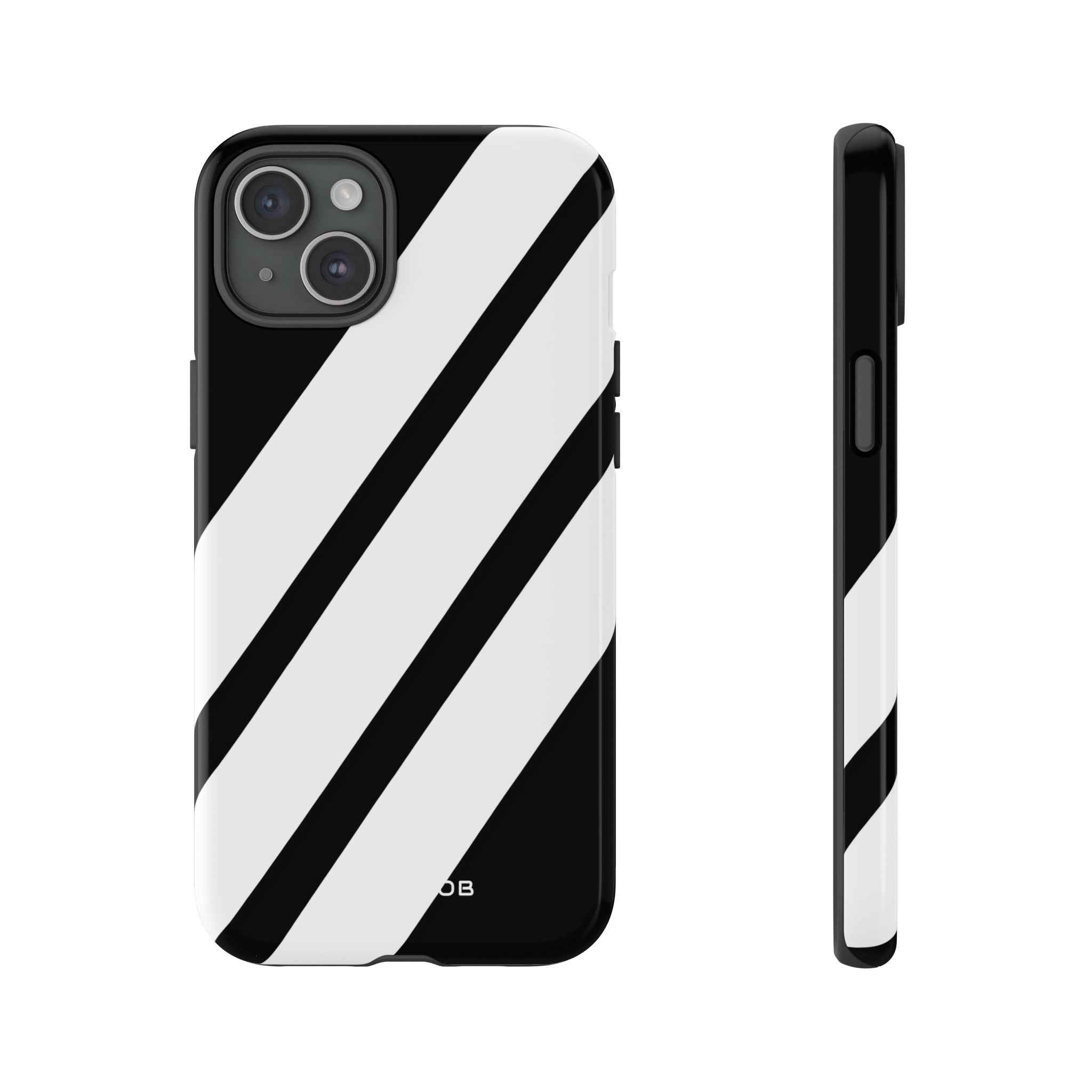 Diagonal Bands Noir iPhone 15 Plus Case - Tough
