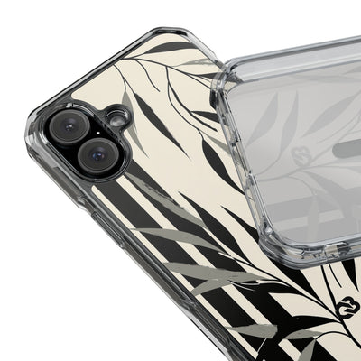 Beige Impact MagSafe Phone Case for iPhone - Soot Leaf Sketch