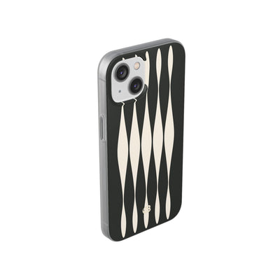 Black Lite Phone Case for iPhone - Ivory Spindle Grid