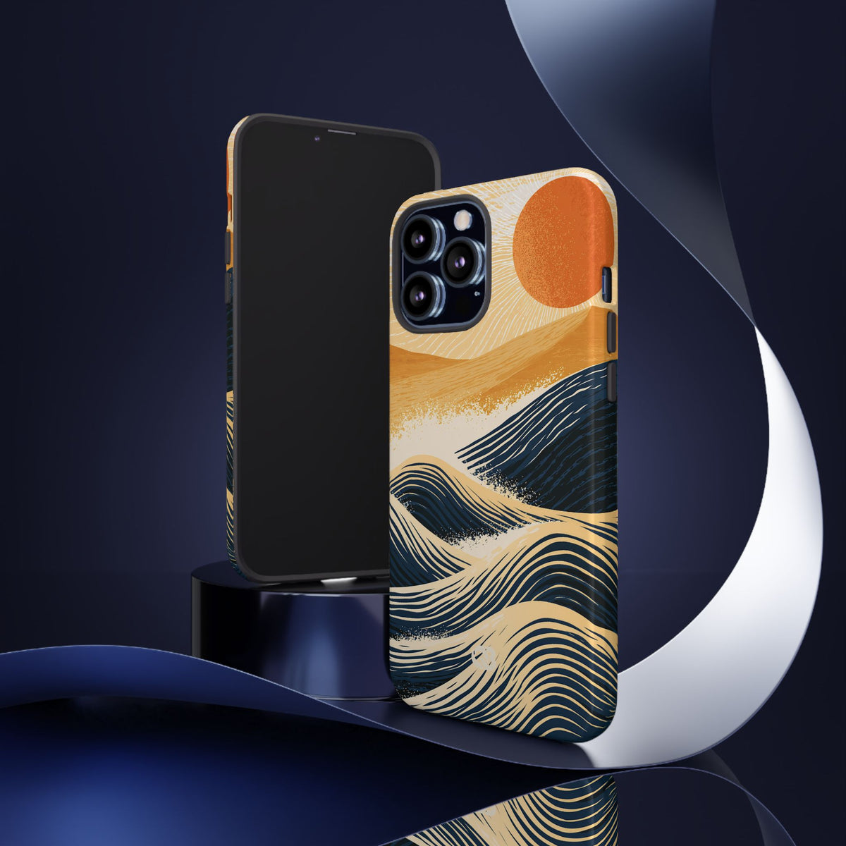 Golden Horizon Waves · Tough Phone Case for iPhone · Blue