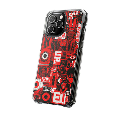 Neo Mecha Collage · Clear Impact Magnetic Phone Case for iPhone · Red